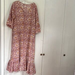 Libra Hand Block Print Floral Dress
